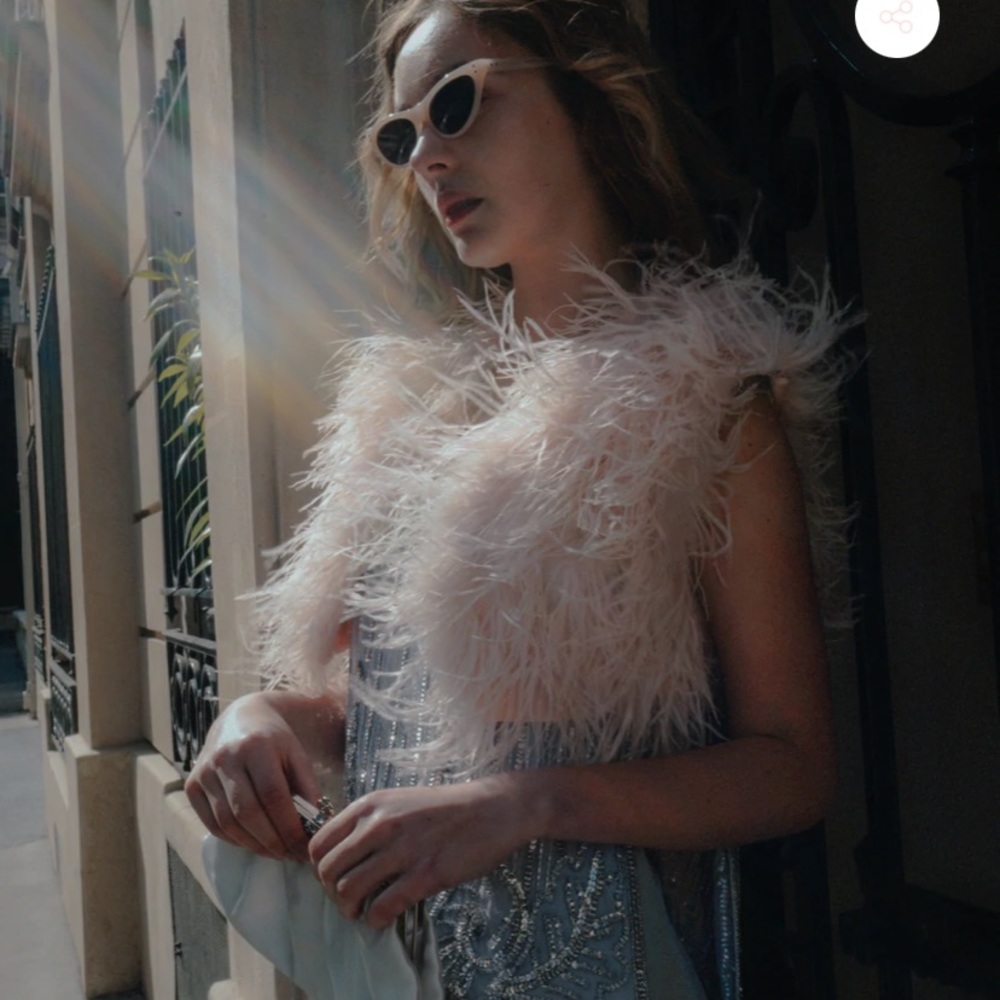 Ostrich feather shrug